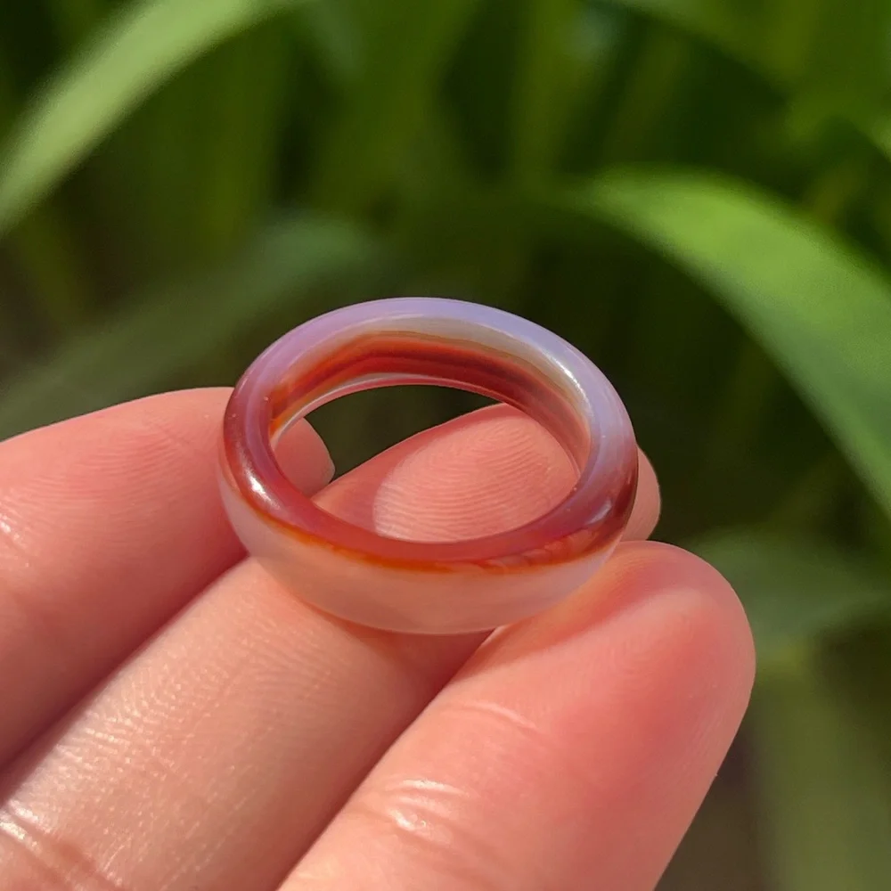Size 6.5 burgundy color banded agate‎ band ring